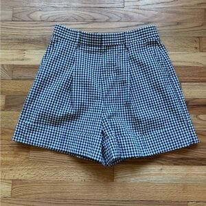 ASOS DESIGN Navy & White Gingham Pleated Shorts Size 30